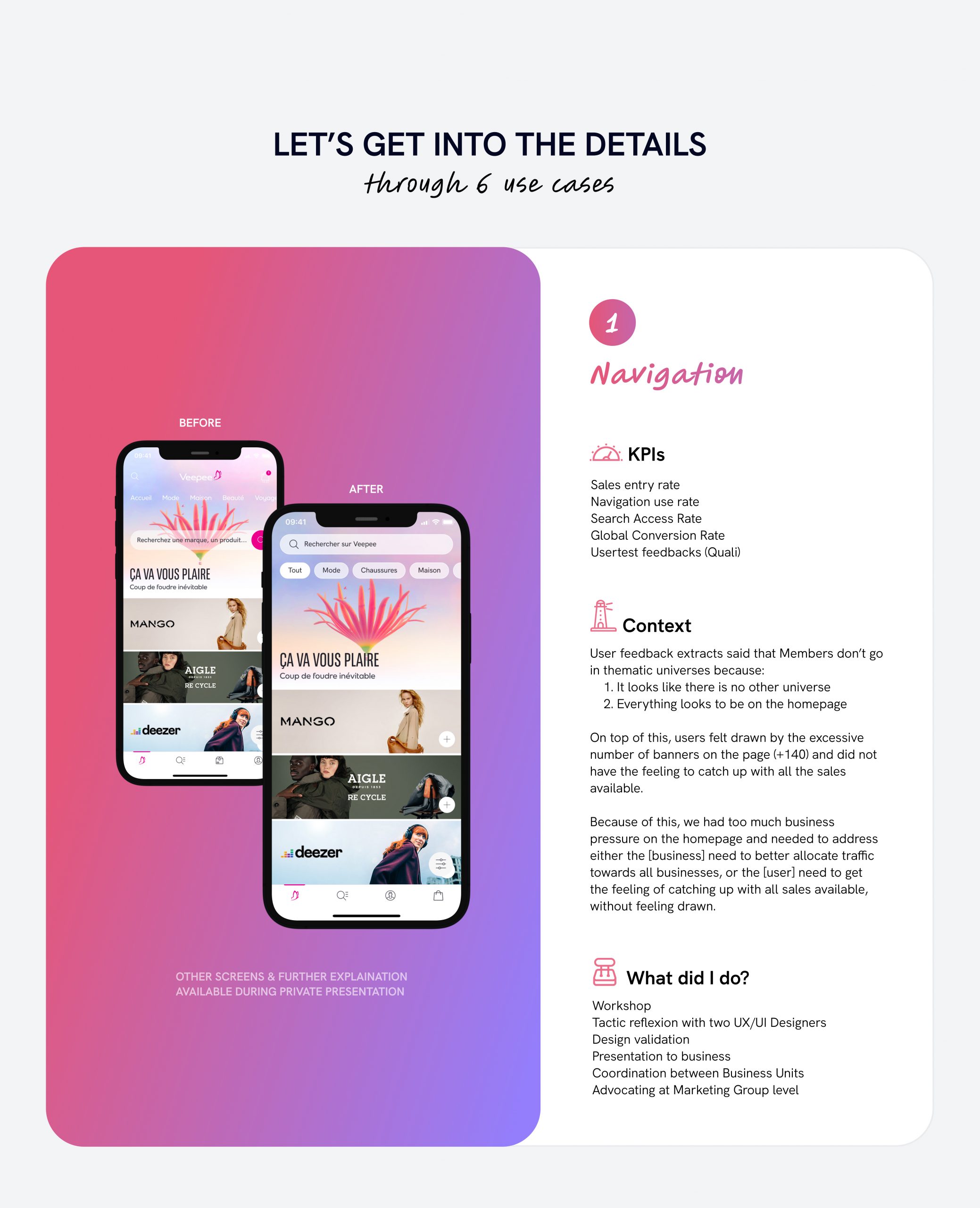 Usecase navigation homepage